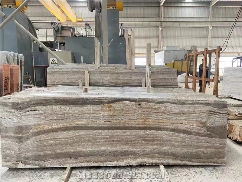 Iran Silver Persiano Grey Brown Travertine Slab For All Use