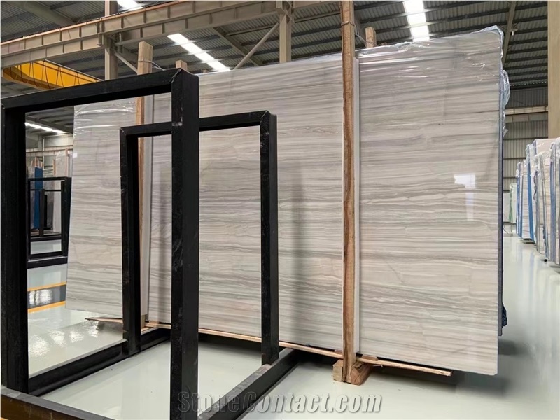 Lefkon Striped Greece Wooden White Marble Polished Slab
