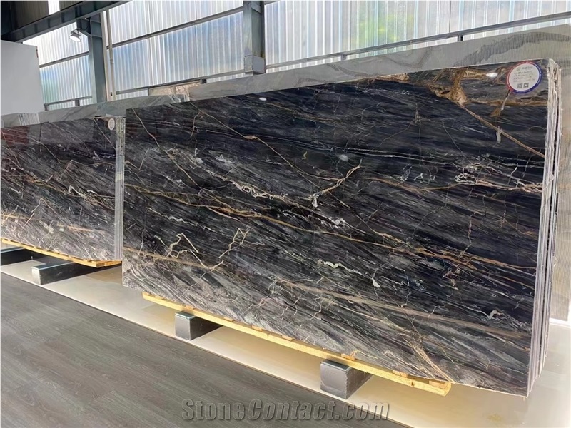 Mojinsha Mystic River Marble Mystiq Black Slab For Wall