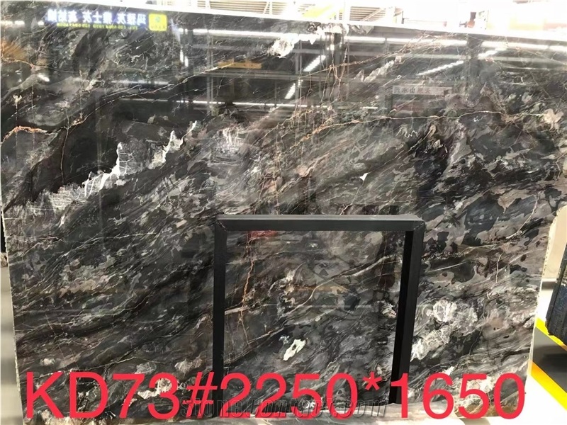 Mojinsha Mystic River Marble Mystiq Black Slab For Wall