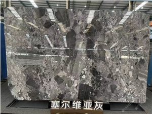 Silver Breccia Marble Fantasy Breccia Grey Slab For Decor