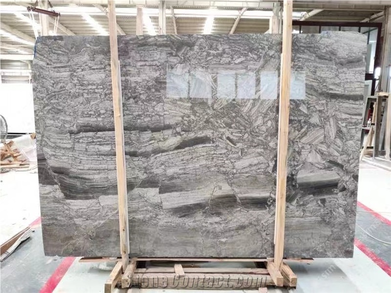 Silver Breccia Marble Fantasy Breccia Grey Slab For Decor