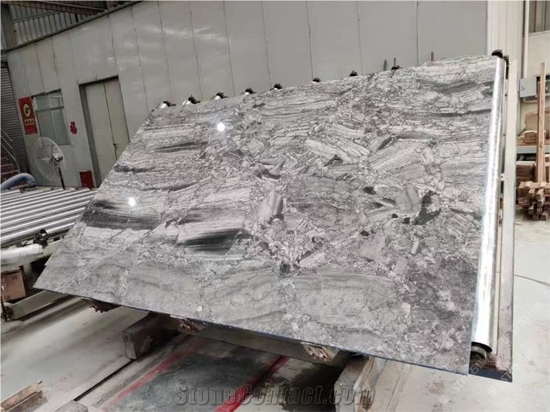 Silver Breccia Marble Fantasy Breccia Grey Slab For Decor