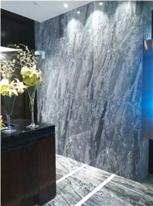 Silver Waves Marble Grey Stone Slab Bookmatched For Wall