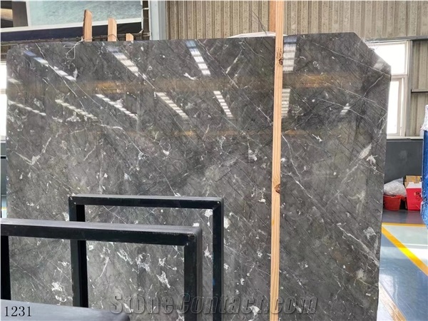 Turkey Silver Sky Marble Grey Large Size Slabs Tile Polished