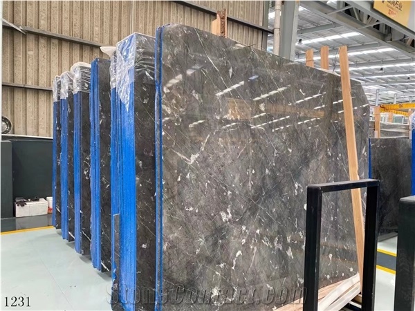 Turkey Silver Sky Marble Grey Large Size Slabs Tile Polished