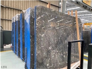 Turkey Silver Sky Marble Grey Large Size Slabs Tile Polished