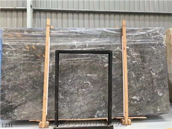 Turkey Silver Sky Marble Grey Large Size Slabs Tile Polished