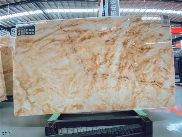 Turkey Sunset Onyx Yellow Slabs For Bedroom Design Use