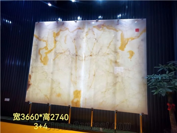 Turkey Sunset Onyx Yellow Slabs For Bedroom Design Use