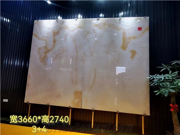 Turkey Sunset Onyx Yellow Slabs For Bedroom Design Use