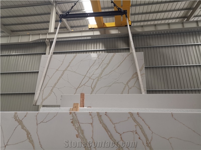 Hot Design Calacatta Gold Quartz Big Slabs