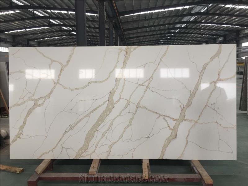 Hot Design Calacatta Gold Quartz Big Slabs