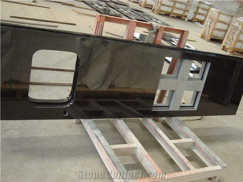Black Galaxy Granite Slabs For Kitchen Countertops