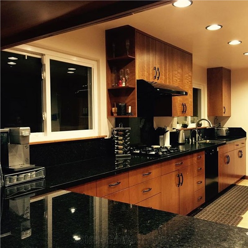 Black Galaxy Granite Slabs For Kitchen Countertops