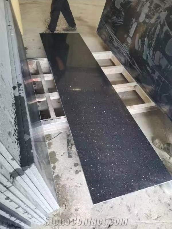 Black Galaxy Granite Slabs For Kitchen Countertops