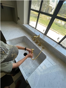 Carrara White Marble Polished Slabs For Kitchen Countertops