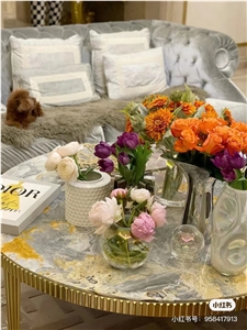 Gold Blue Jade Onyx For Living Room Table Design