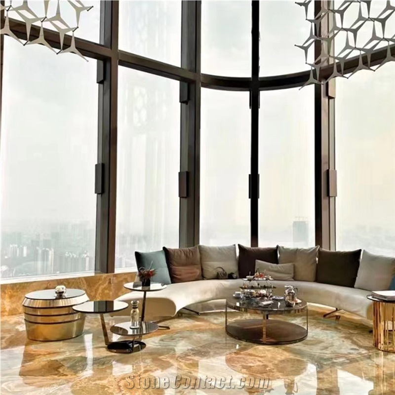 Gold Blue Jade Onyx For Living Room Table Design