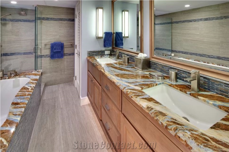GOLDTOP High Grade Blue Jeans Marble Slab For Vanity Tops