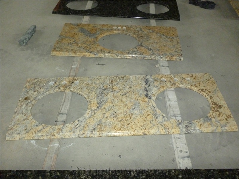 GOLDTOP OEM/ODM Giallo Golden Flower Granite Vanity Tops