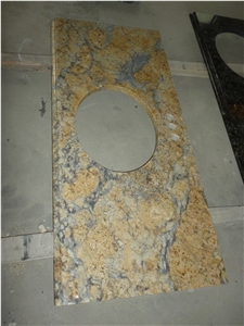 GOLDTOP OEM/ODM Giallo Golden Flower Granite Vanity Tops