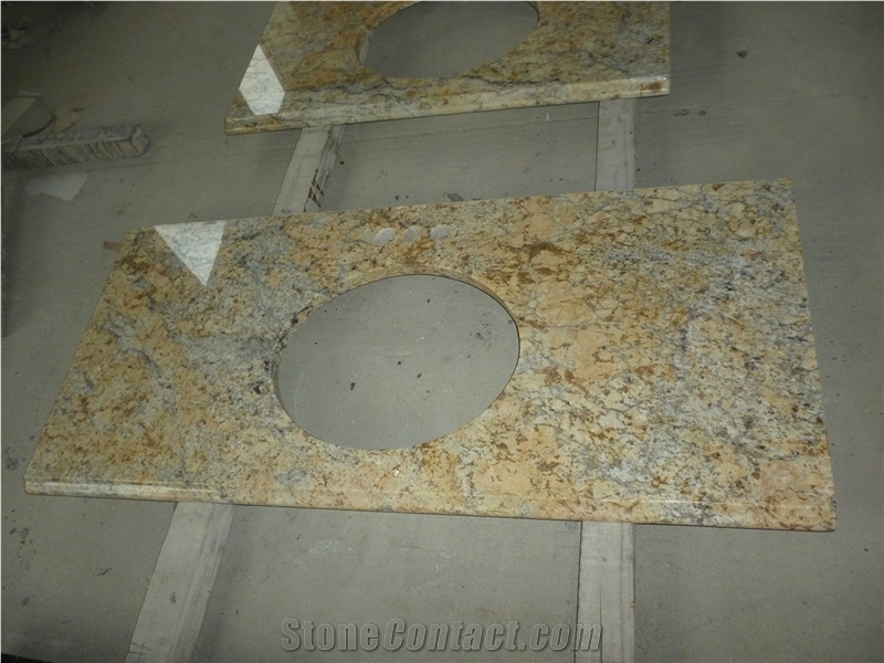 GOLDTOP OEM/ODM Giallo Golden Flower Granite Vanity Tops