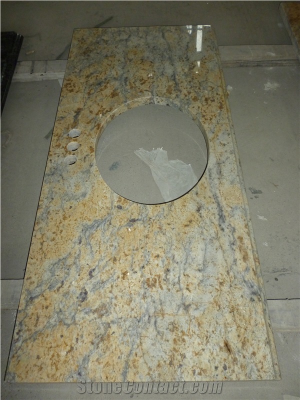 GOLDTOP OEM/ODM Giallo Golden Flower Granite Vanity Tops