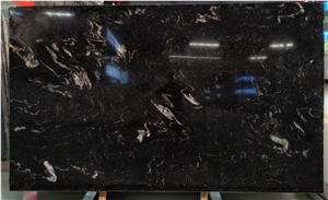 Luxury Cosmic Black With Gold Veins Granite Countertops