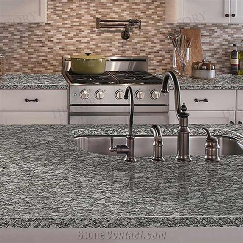 Snowflake Polished Natural Granite Wave White Kitchen Island