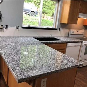 Snowflake Polished Natural Granite Wave White Kitchen Island