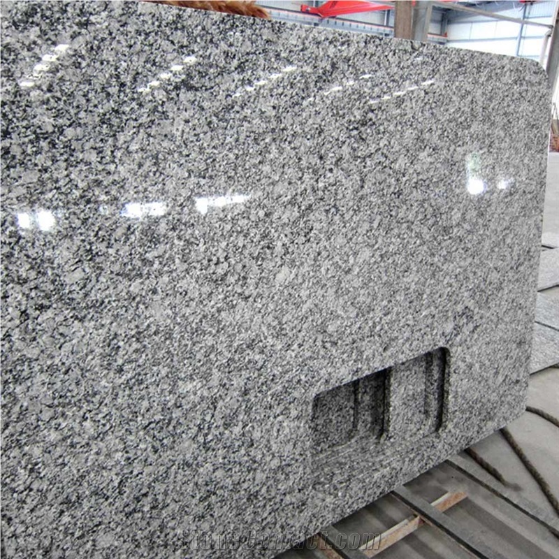 Snowflake Polished Natural Granite Wave White Kitchen Island
