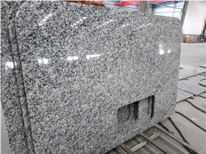 Snowflake Polished Natural Granite Wave White Kitchen Island