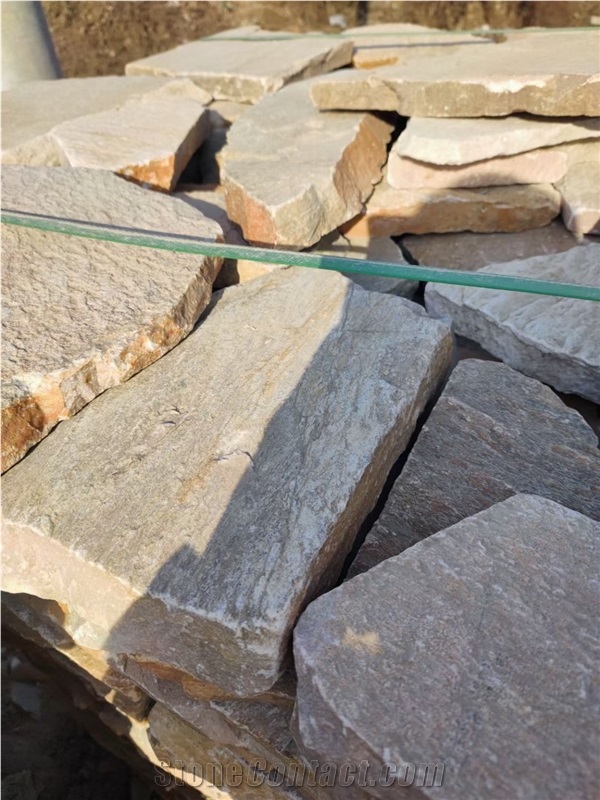 Yellow Quartzite Crazy Paving Stone Handcut