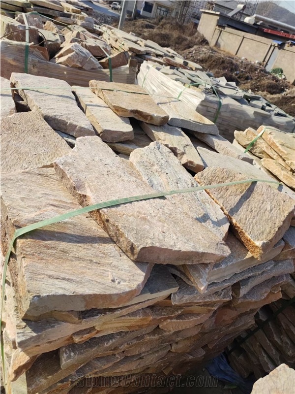 Yellow Quartzite Crazy Paving Stone Handcut
