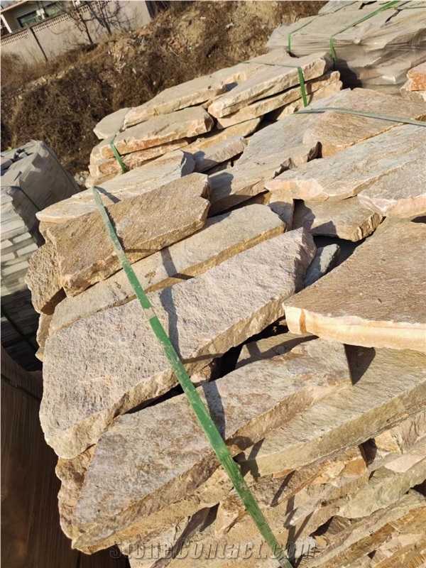 Yellow Quartzite Crazy Paving Stone Handcut