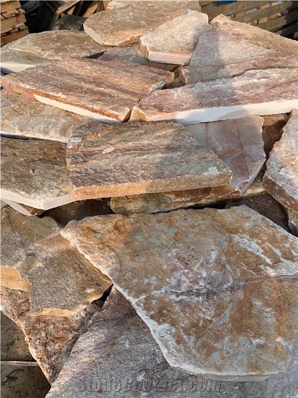 Yellow Quartzite Crazy Paving Stone Handcut