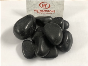 Natural Black Pebble Stones Tumbled VN