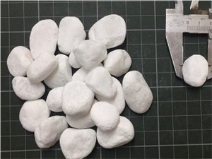 Tumbled PEBBLE Stone Pure White Marble