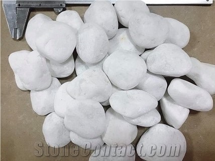 Tumbled PEBBLE Stone Pure White Marble