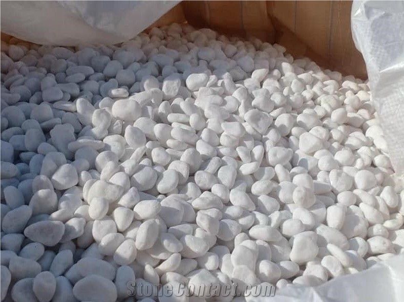 Tumbled PEBBLE Stone Pure White Marble