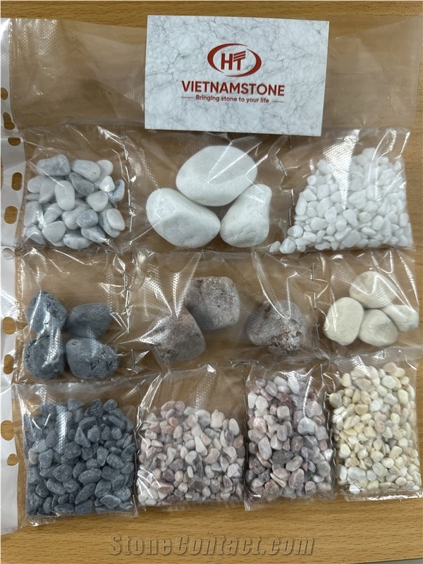 Tumbled White Pebble Stones Made From Marble