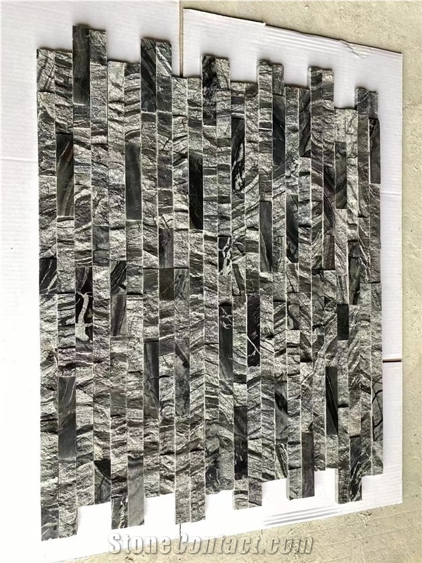 4-Layer Stone Stacked Veneer Kenya Black Marble Wall Ledgers