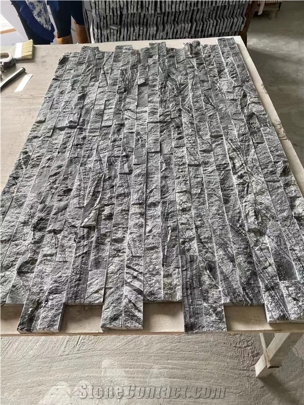 4-Layer Stone Stacked Veneer Kenya Black Marble Wall Ledgers