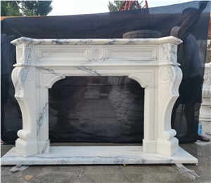 Carved Marble Fireplace White Jade Indoor Fireplace Mantel