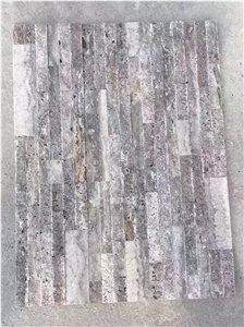 Exposed Stacked Wall Stone Silver Travertine Ledger Cladding