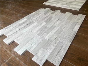 Exposed Stacked Wall Stone Silver Travertine Ledger Cladding