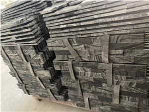Exposed Stacked Wall Stone Silver Travertine Ledger Cladding
