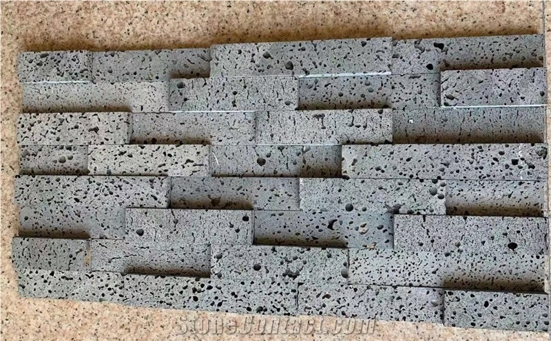 Exposed Stacked Wall Stone Silver Travertine Ledger Cladding