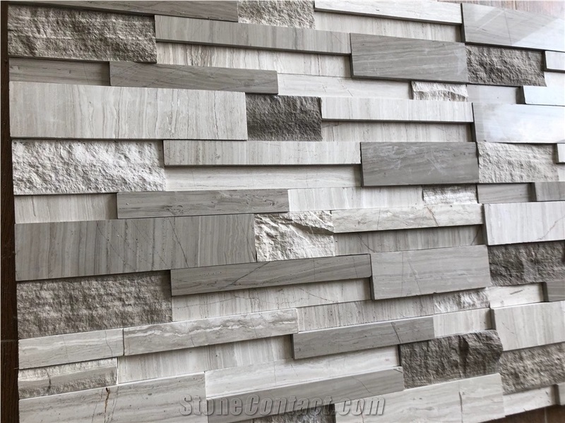Feature Wall Stone Panels White Travertine Stacked Veneer